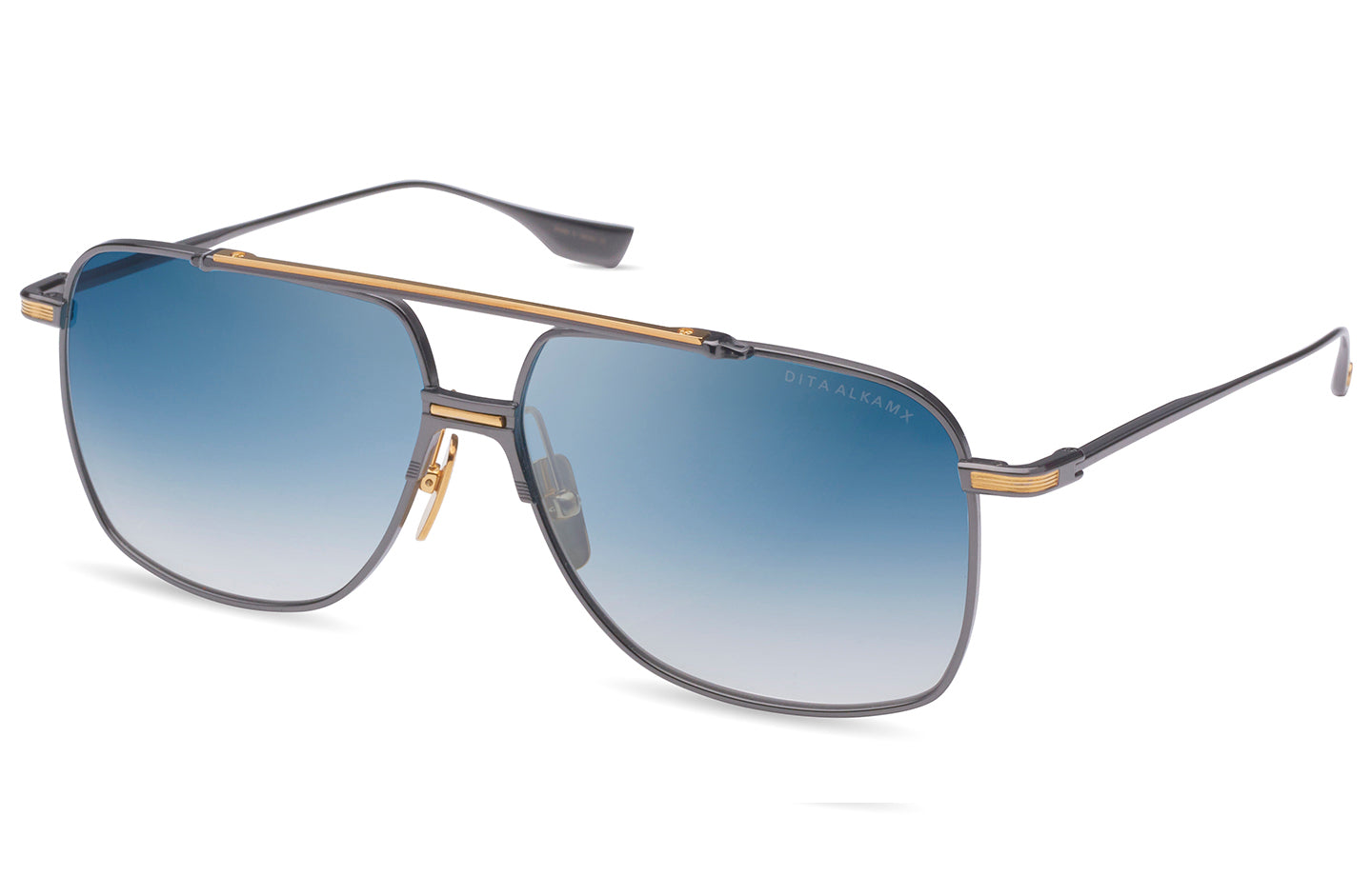 DITA ALKAMX sunglasses in Black Rhodium Yellow Gold - Dark Turquoise to Clear Gradient - Modern Eye Care Portland