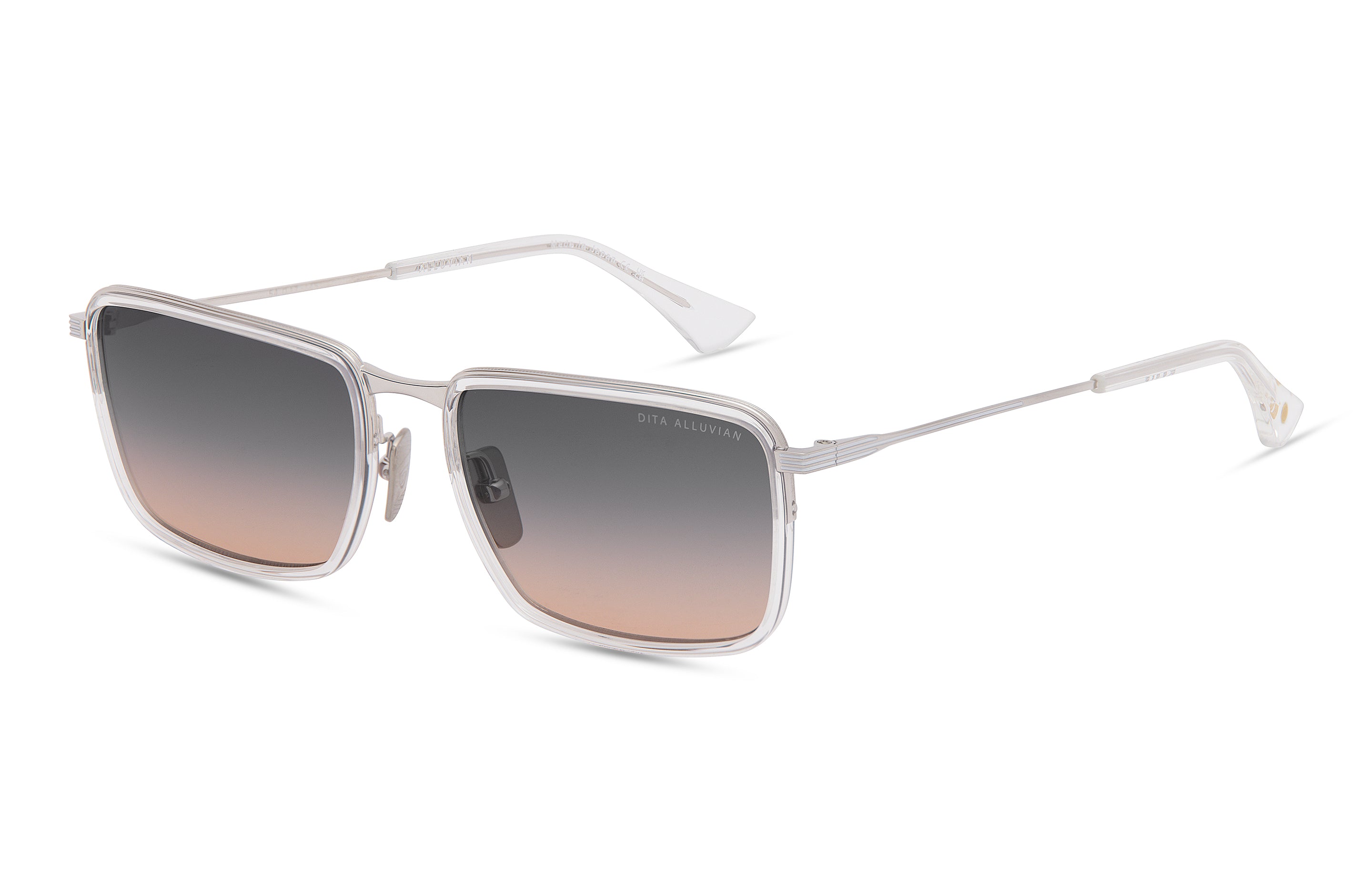 DITA ALLUVIAN sunglasses in Silver - Dark Grey to Peach Gradient - Modern Eye Care Portland