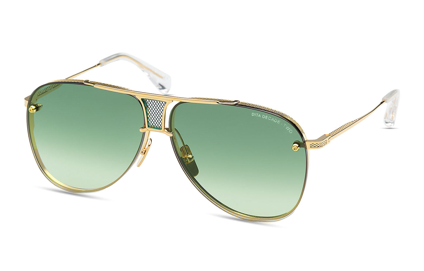 DITA Decade-Two sunglasses in Yellow Gold - Crystal Clear w/ Green - Modern Eye Care Portland