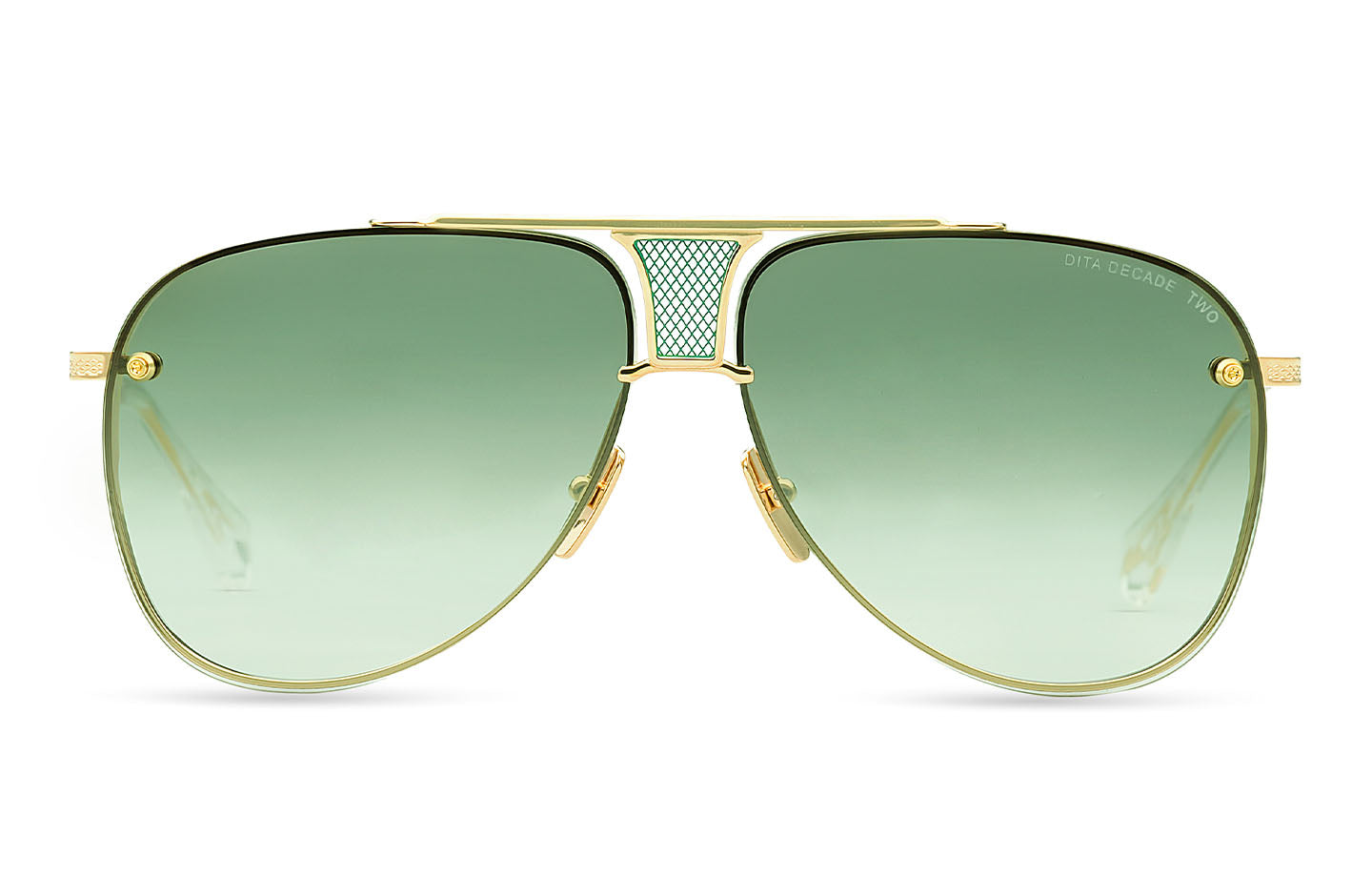 DITA Decade-Two sunglasses in Yellow Gold - Crystal Clear w/ Green - Modern Eye Care Portland