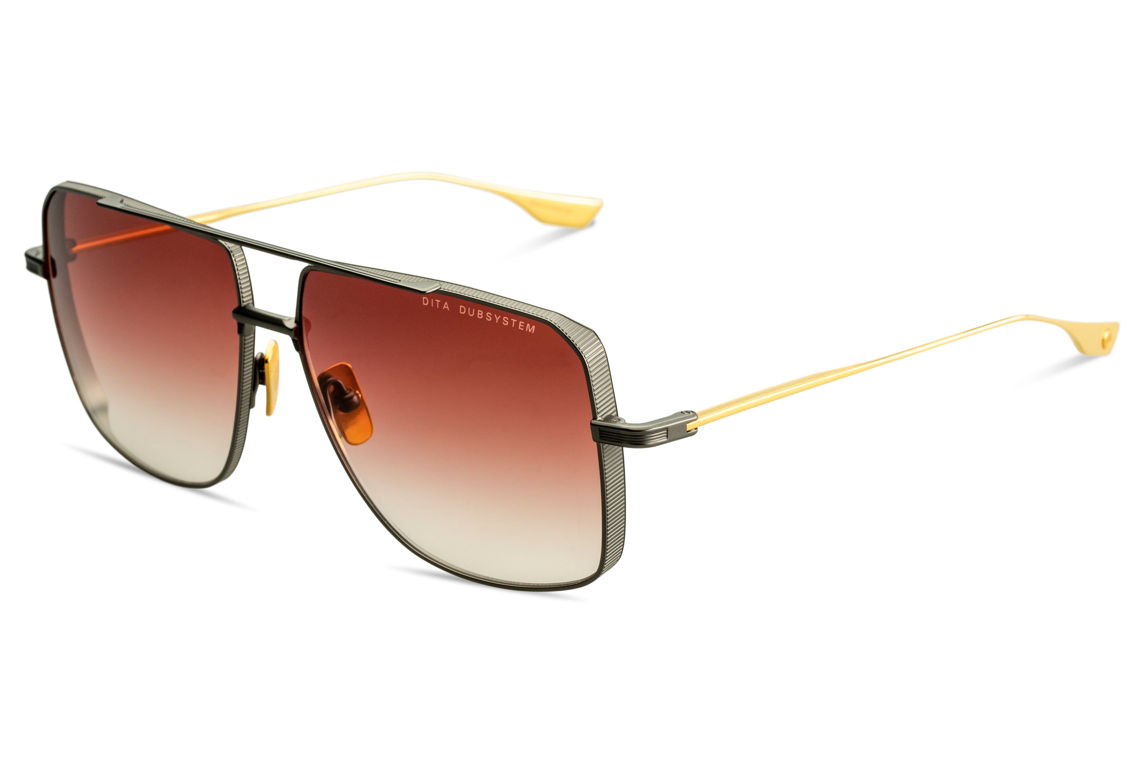 DITA DUBSYSTEM sunglasses in Black Iron - Yellow Gold - Dark Burgundy To Clear Gradient - Modern Eye Care Portland