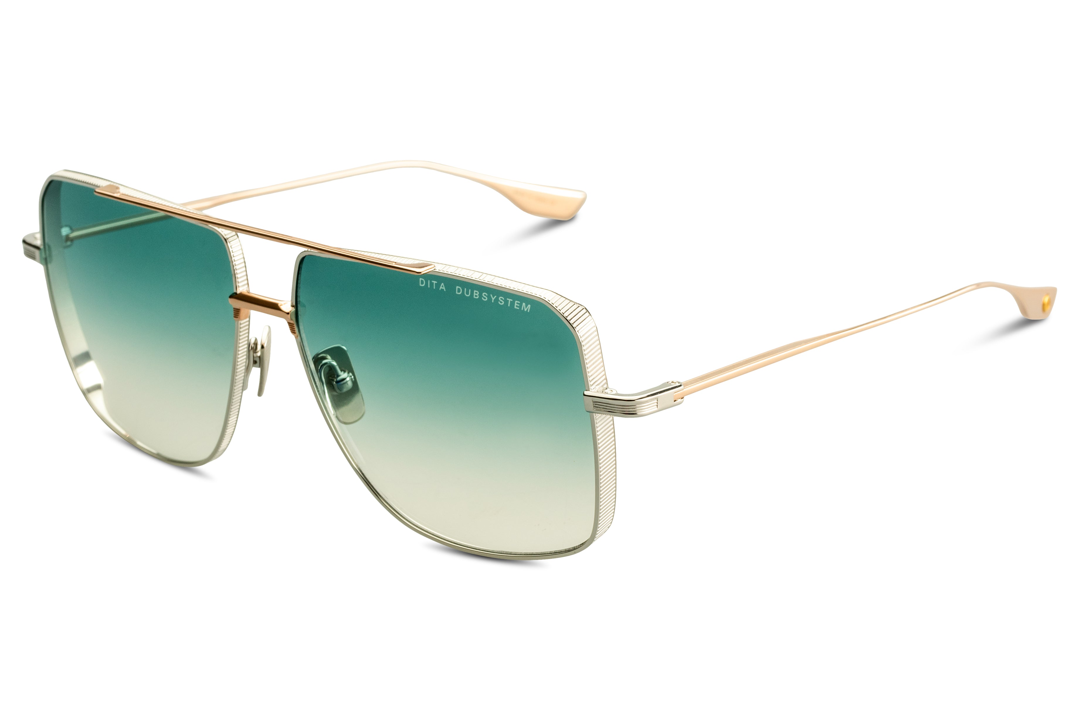DITA DUBSYSTEM sunglasses in Silver - Rose Gold - Dark Turquoise To Clear Gradient - Modern Eye Care Portland