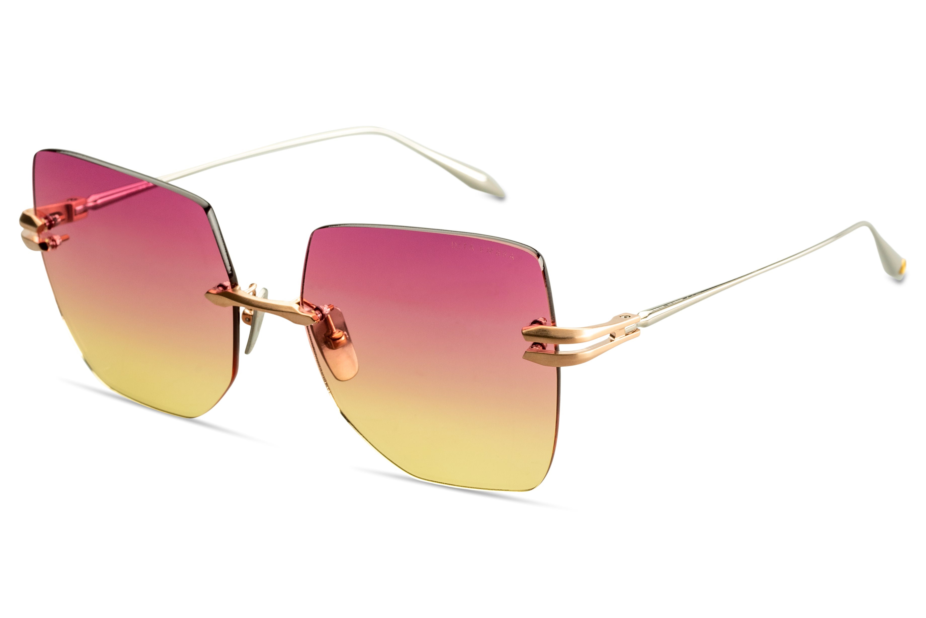 DITA EMBRA sunglasses in Brushed Rose Gold - Silver - Peachy Sunset to Clear Gradient - Modern Eye Care Portland