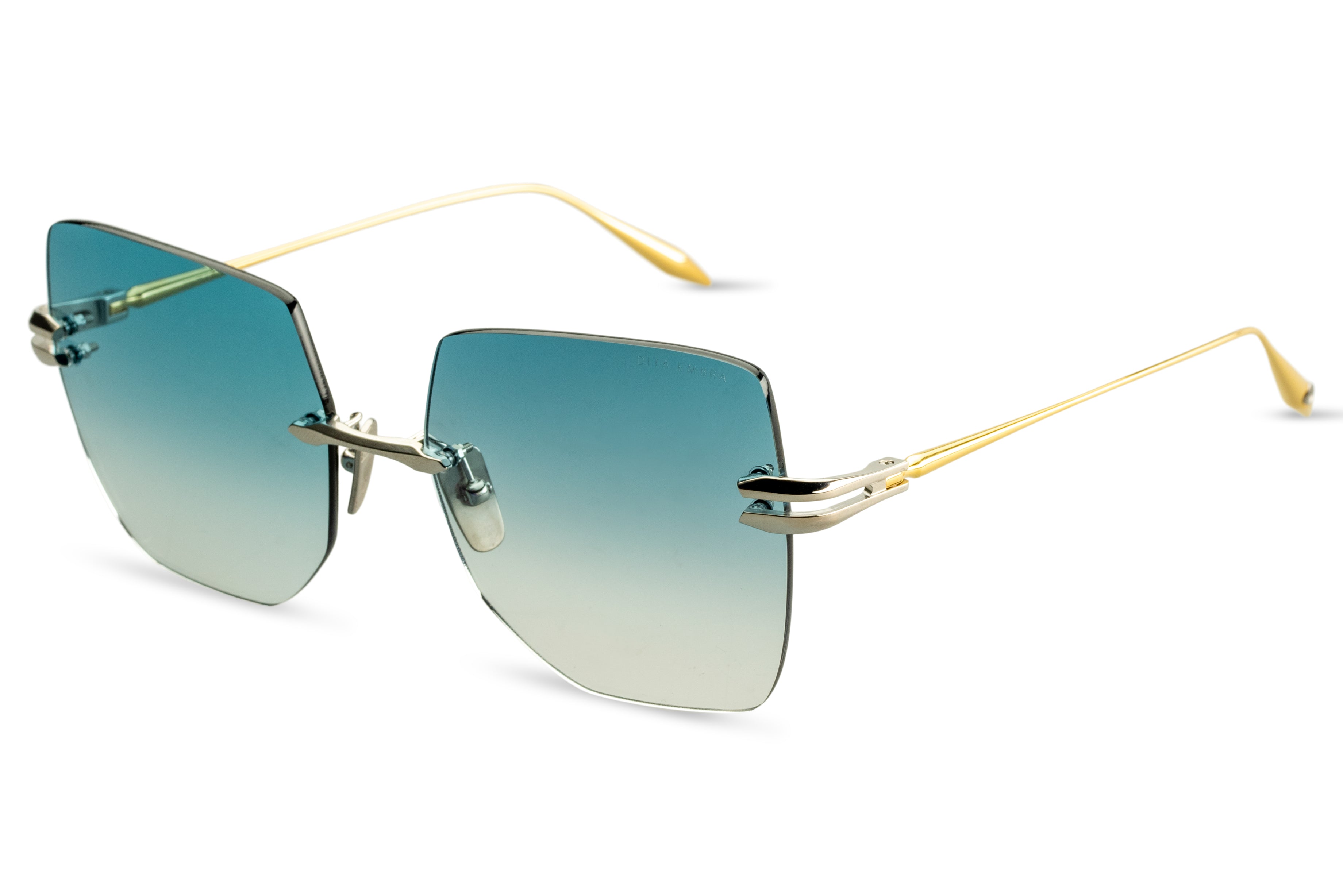 DITA EMBRA sunglasses in Silver - White Gold - Dark Turquoise to Clear Gradient - Modern Eye Care Portland