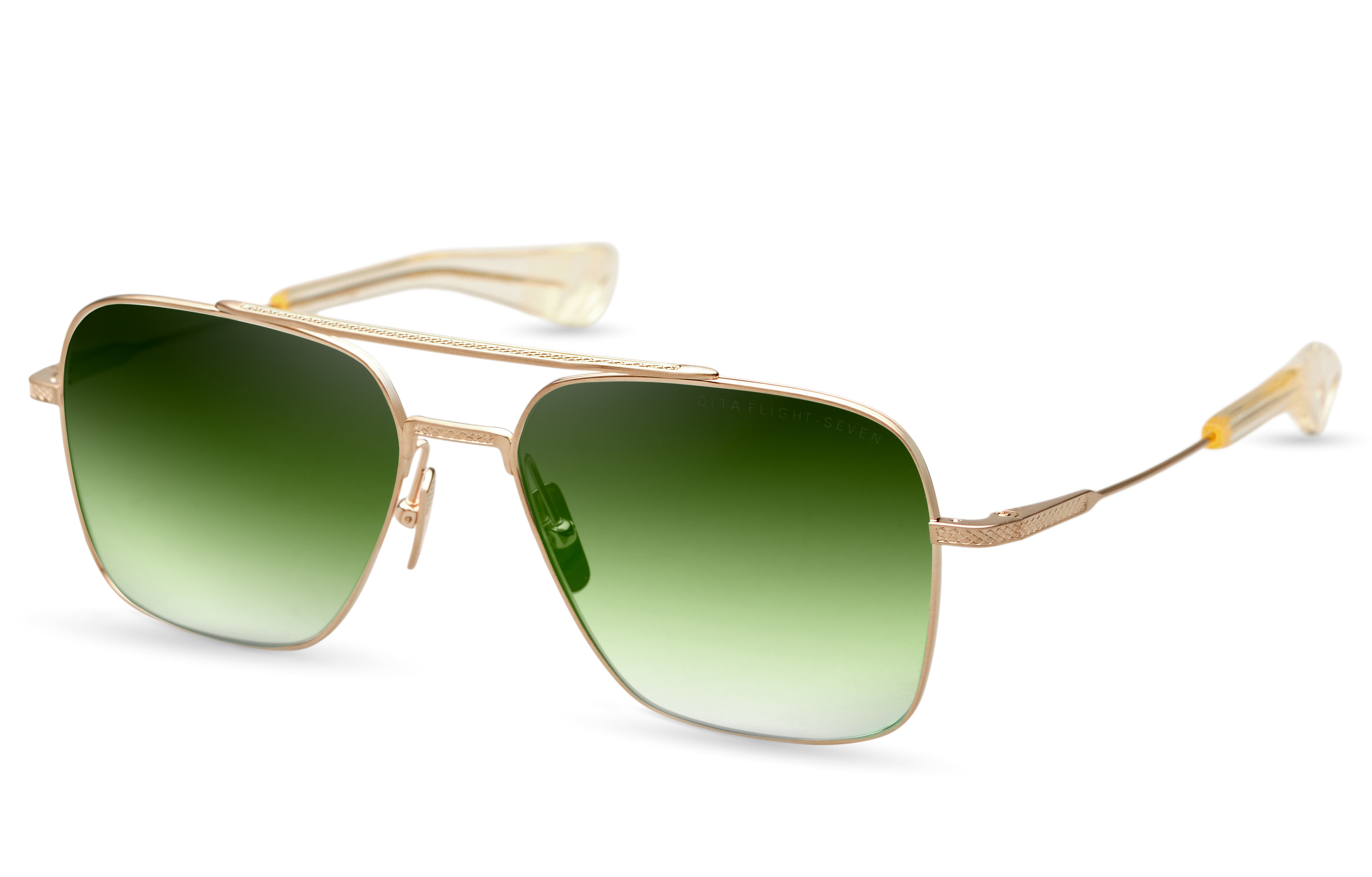 DITA FLIGHT-SEVEN sunglasses in Brushed White Gold - Dark Green to Clear Gradient - Modern Eye Care Portland