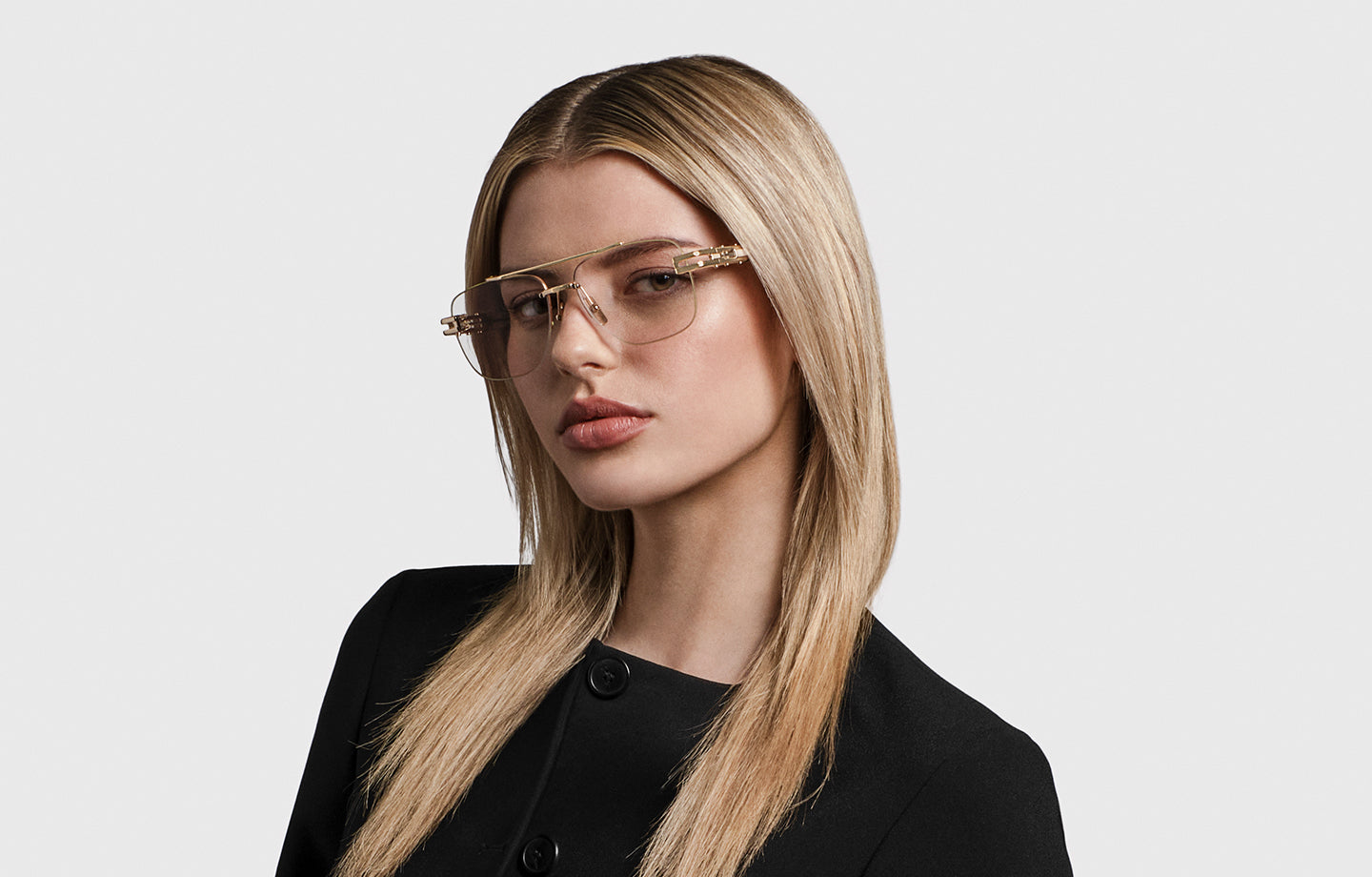DITA GRAND-EVO Rx eyeglasses in Yellow Gold - Black - Clear - Modern Eye Care Portland