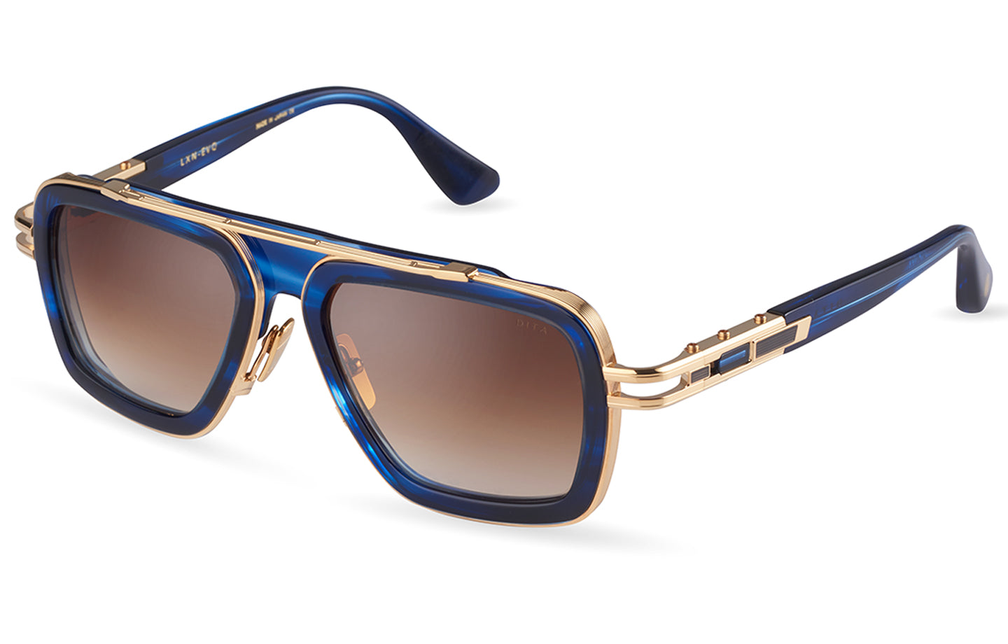 DITA LXN-EVO sunglasses in Blue Swirl - Yellow Gold - Dark Brown to Clear Gradient - Modern Eye Care Portland