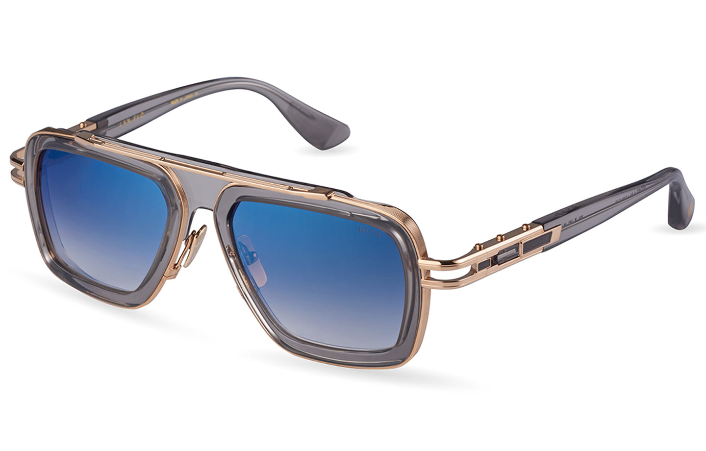 DITA LXN-EVO sunglasses in Crystal Grey - White Gold - Dark Grey to Clear Gradient - Deep Blue Flash - Modern Eye Care Portland