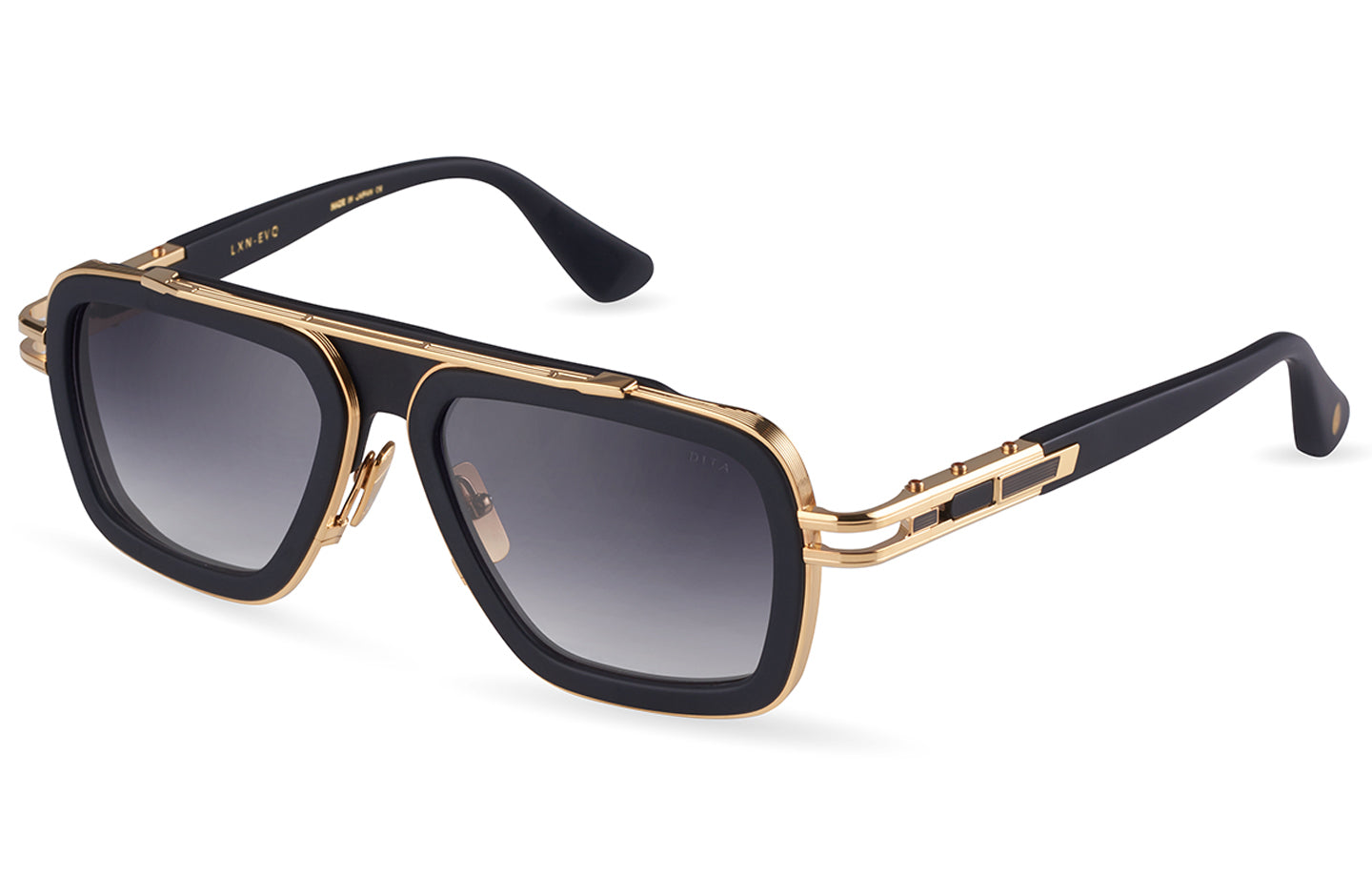 DITA LXN-EVO sunglasses in Matte Black - Yellow Gold - Dark Grey to Clear Gradient - Modern Eye Care Portland