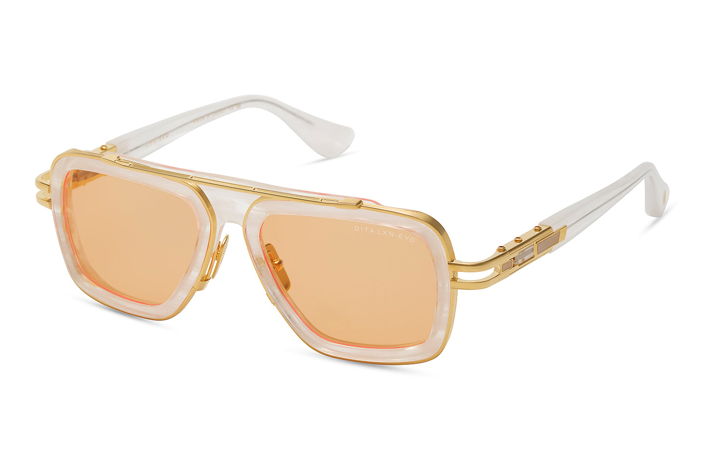 DITA LXN-EVO sunglasses in White Swirl - Yellow Gold - Apricot - Modern Eye Care Portland