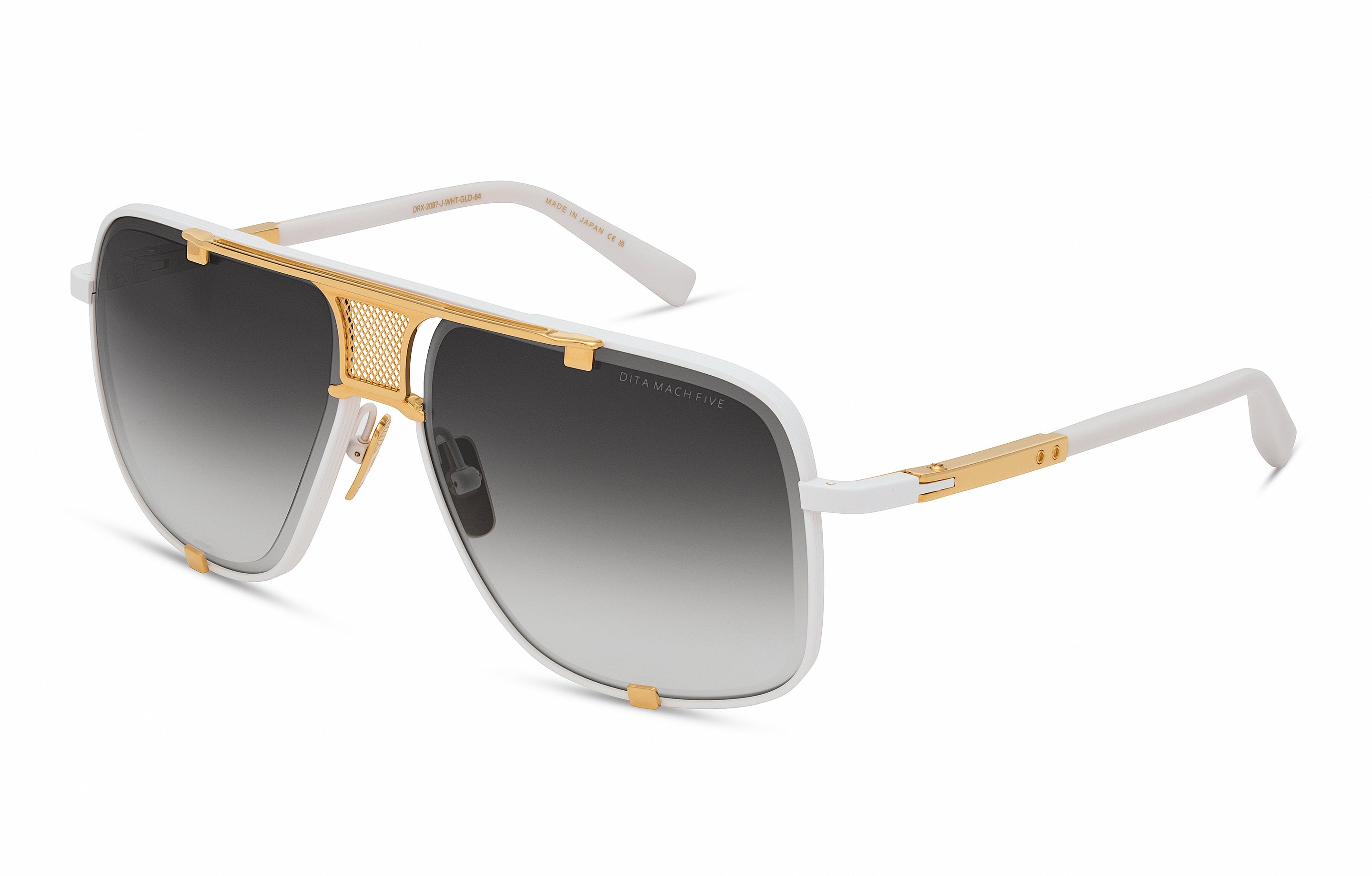 DITA MACH-FIVE sunglasses in Matte White - Yellow Gold - Grey to Clear Gradient - Modern Eye Care Portland