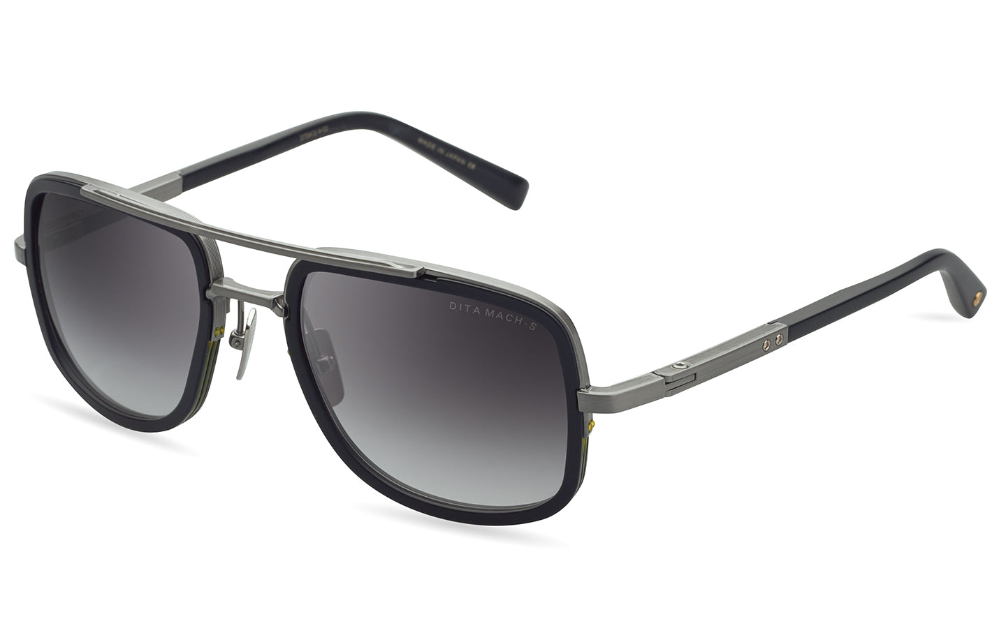 DITA MACH-S sunglasses in Antique Silver - Matte Black - Dark Grey to Clear Gradient - Modern Eye Care Portland