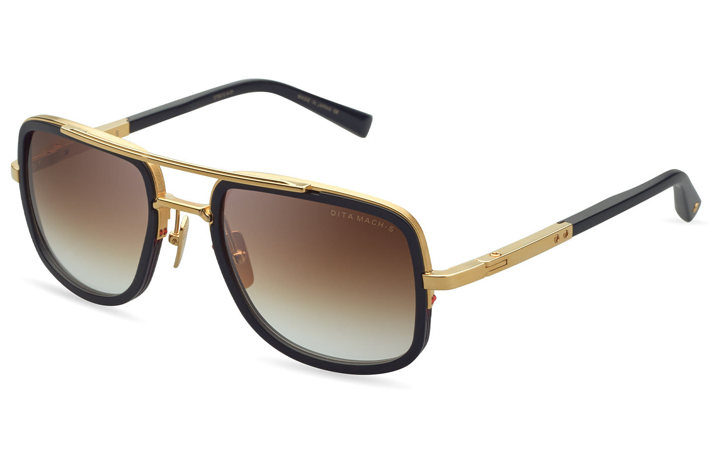 DITA MACH-S sunglasses in Yellow Gold - Matte Black - Dark Brown to Clear Gradient - Modern Eye Care Portland