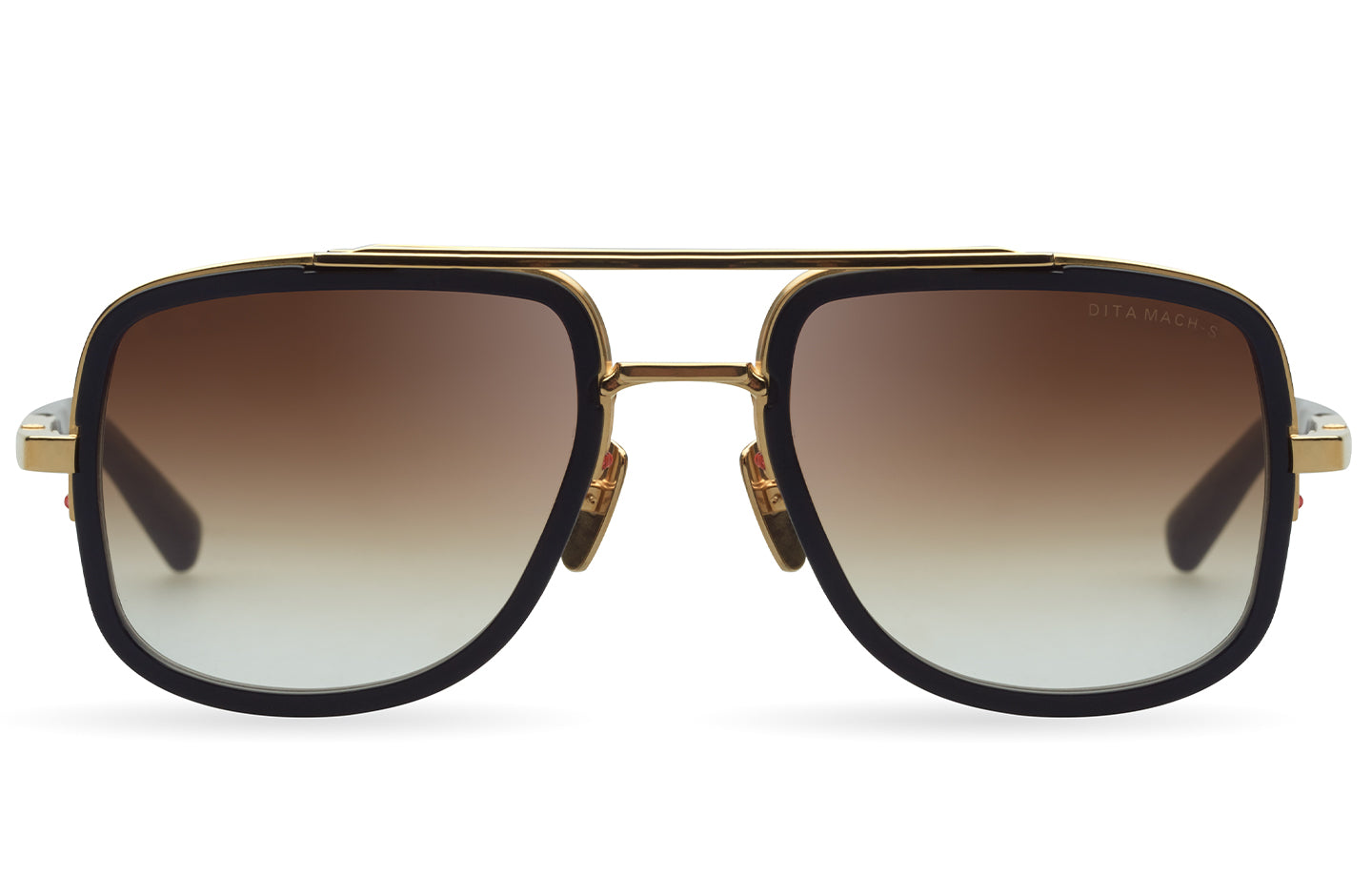 DITA MACH-S sunglasses in Yellow Gold - Matte Black - Dark Brown to Clear Gradient - Modern Eye Care Portland