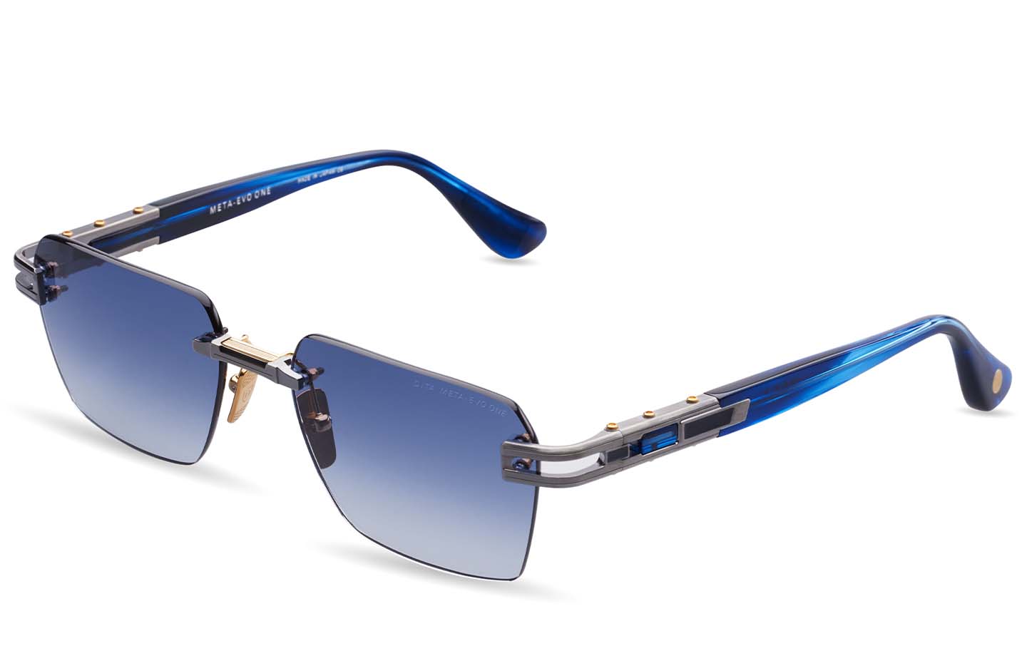DITA META-EVO ONE sunglasses in Antique Silver Blue Swirl - Blue to Clear Gradient - Modern Eye Care Portland