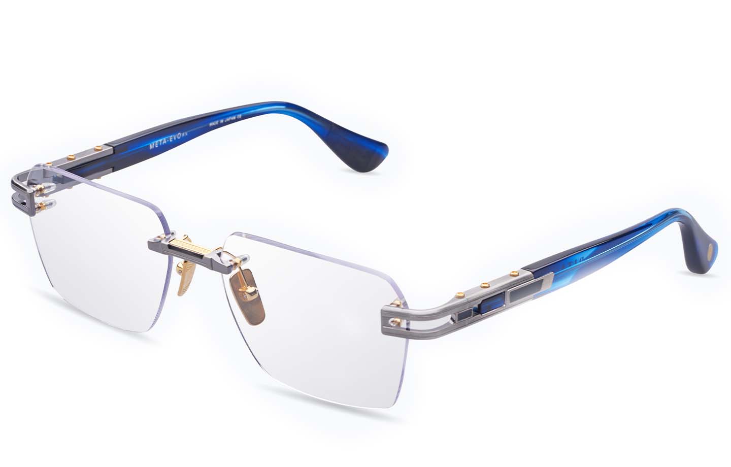DITA META-EVO Rx eyeglasses in Antique Silver Blue Swirl - Clear - Modern Eye Care Portland