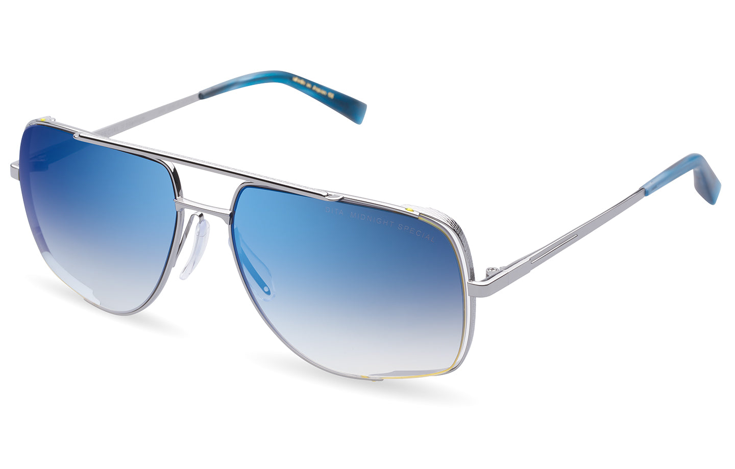 DITA MIDNIGHT SPECIAL sunglasses in Black Palladium - Grey to Clear Gradient - Soft Blue Mirror - Modern Eye Care Portland