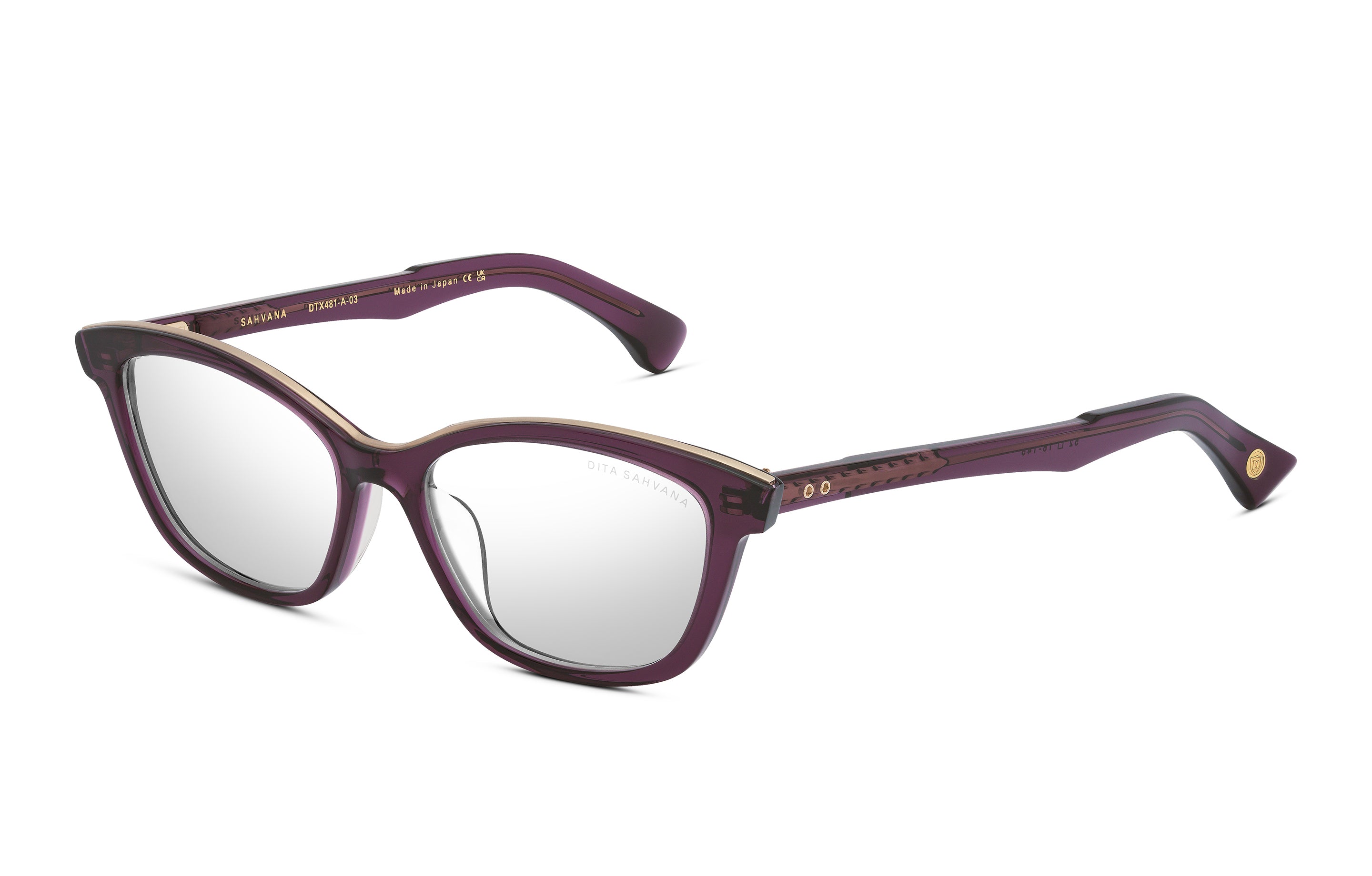 DITA SAHVANA eyeglasses in Purple Glass - Brushed White Gold - Clear - Glance Glasses