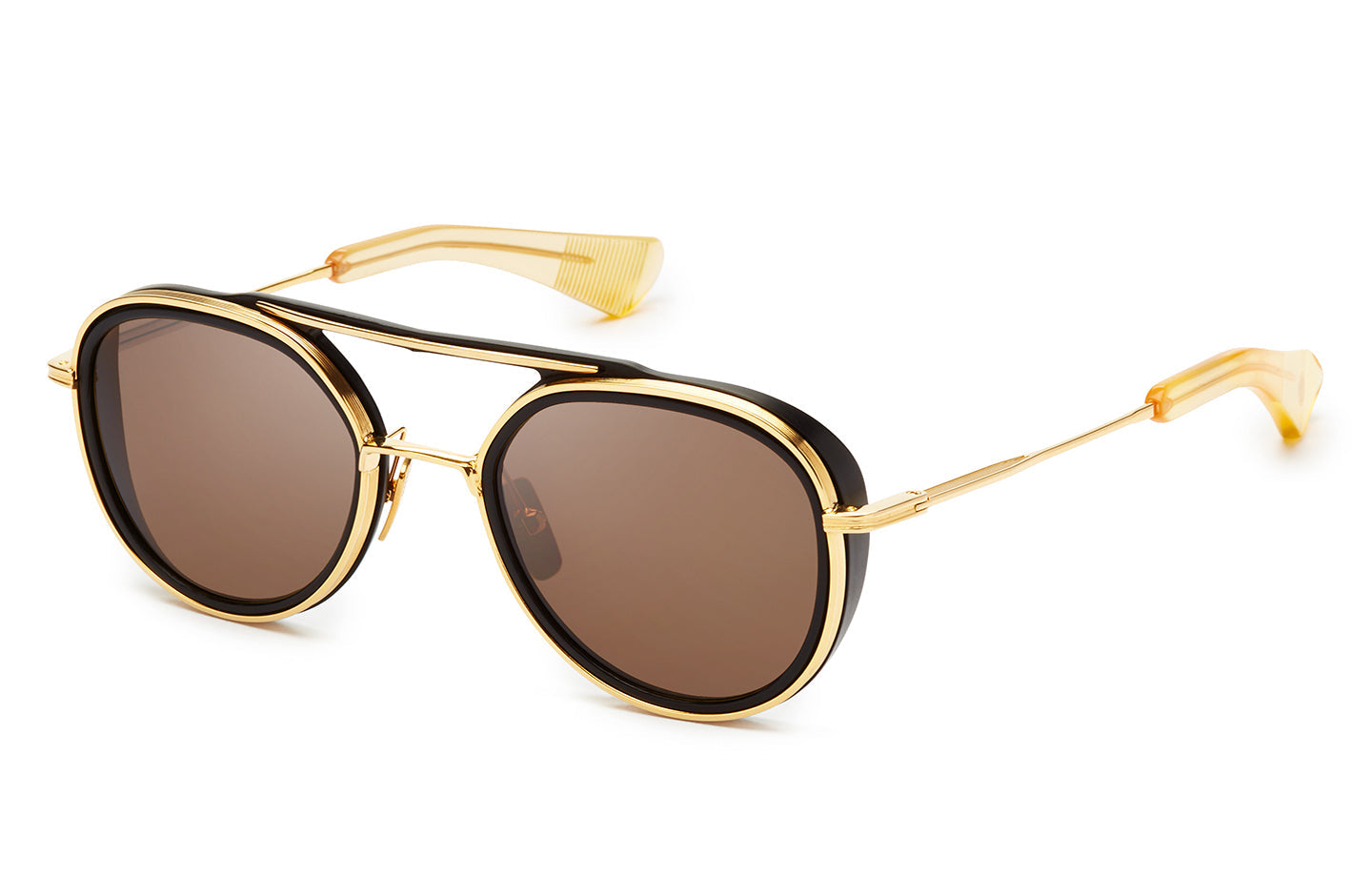 DITA Spacecraft sunglasses in Black/Yellow Gold - Dark Brown - Modern Eye Care Portland