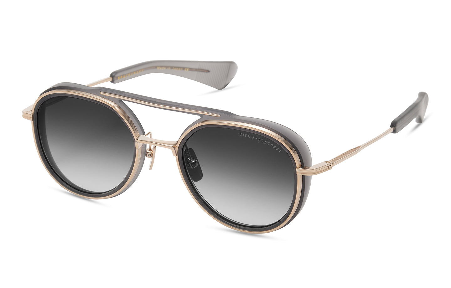 DITA Spacecraft sunglasses in White Gold - Matte Crystal Grey - Dark Grey to Clear Gradient - Modern Eye Care Portland