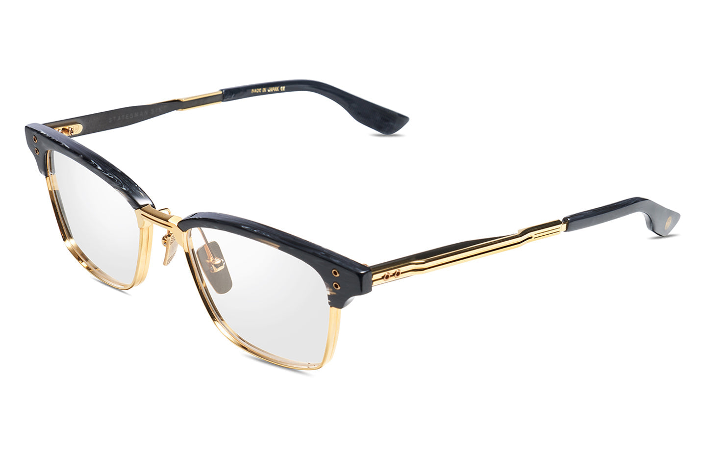 DITA STATESMAN SIX eyeglasses in Dark Grey Swirl - Yellow Gold - Black Iron - 52 - Modern Eye Care Portland