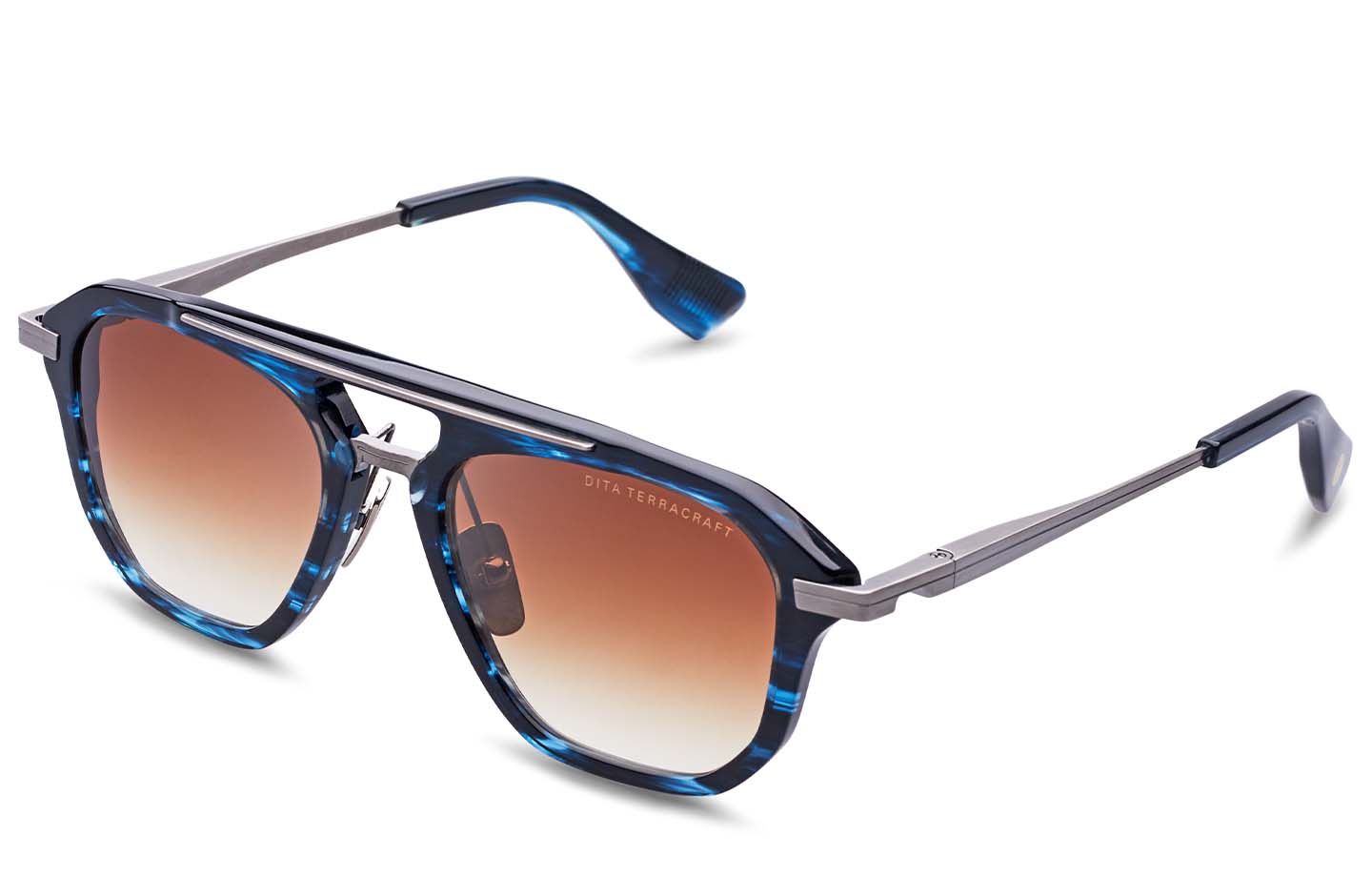 DITA TERRACRAFT sunglasses in Nautilus Blue Swirl - Yellow Gold - Brown to Clear Gradient - Modern Eye Care Portland
