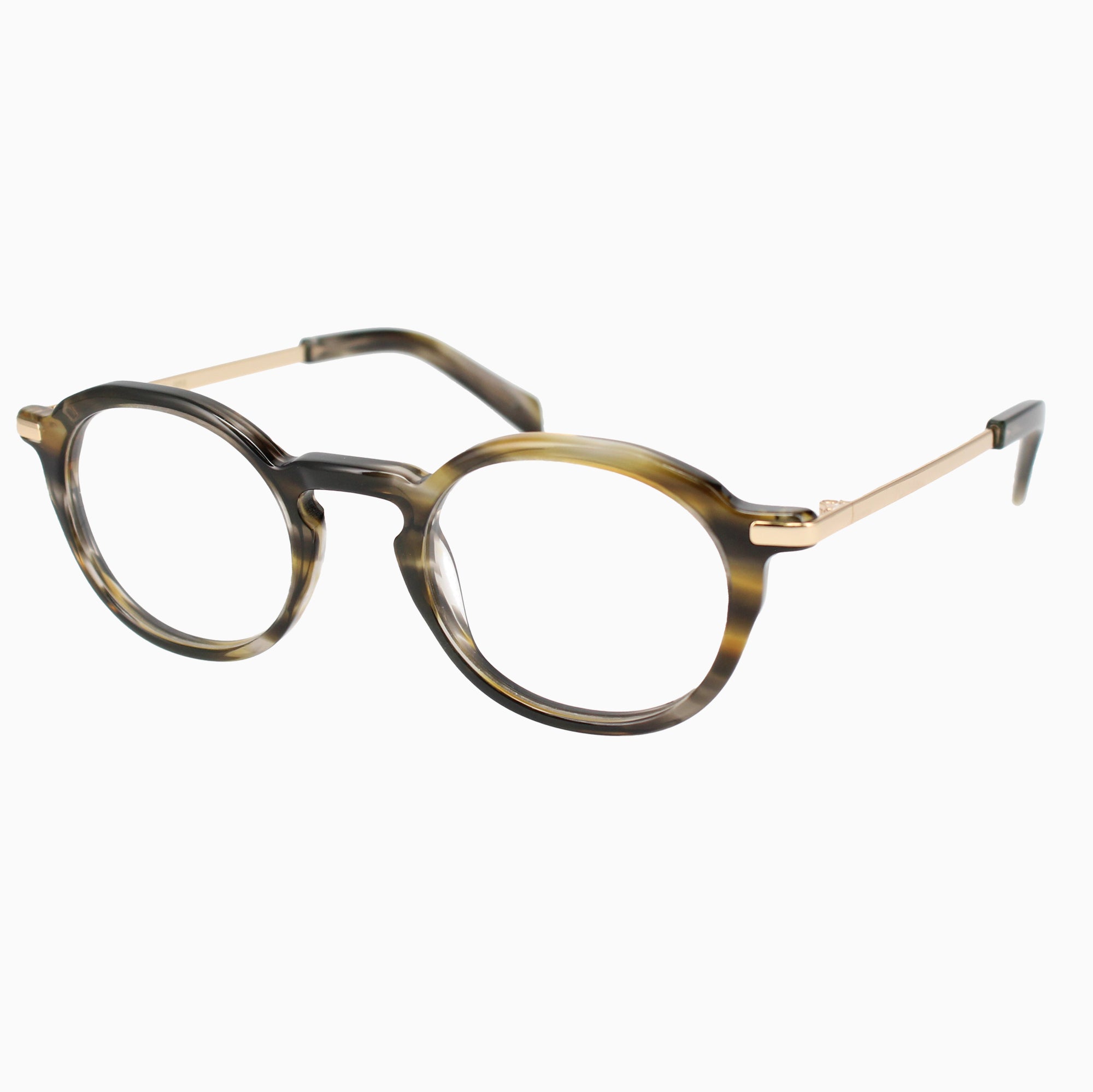 ILLA Domani eyeglasses in Olive Horn Transparent - Glance Glasses