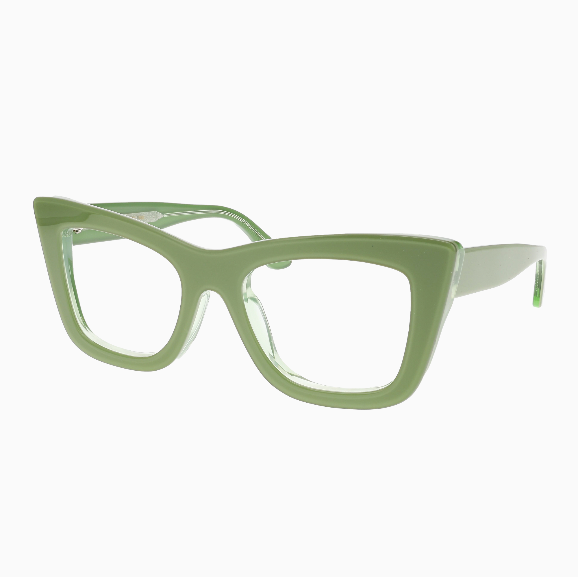 ILLA Leda eyeglasses in Olive Laminate - Glance Glasses
