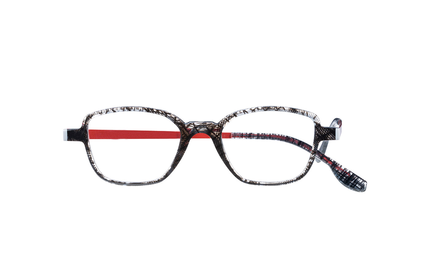 MATTTEW Aral eyeglasses in 969-crystal-noir-rouge - Glance Glasses