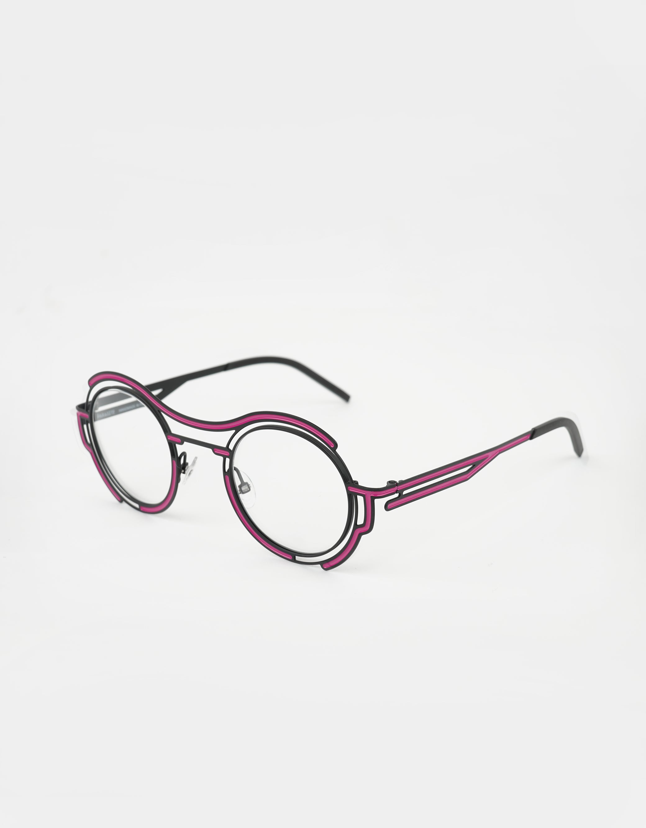 Parasite Eyewear AZTEC 5 eyeglasses in C80 - BLACK / FUSHIA - Modern Eye Care Portland