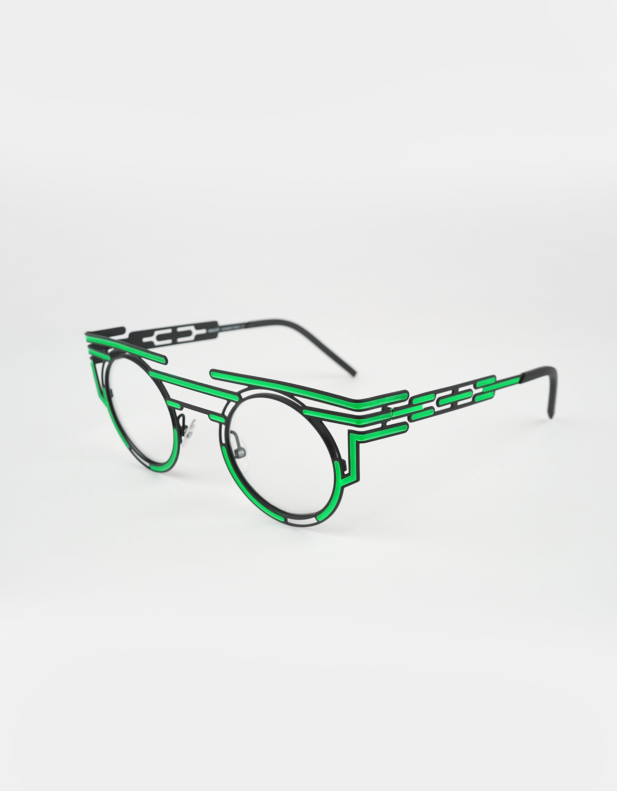 Parasite Eyewear AZTEC 6 eyeglasses in C52 - BLACK / GREEN FLUO - Modern Eye Care Portland