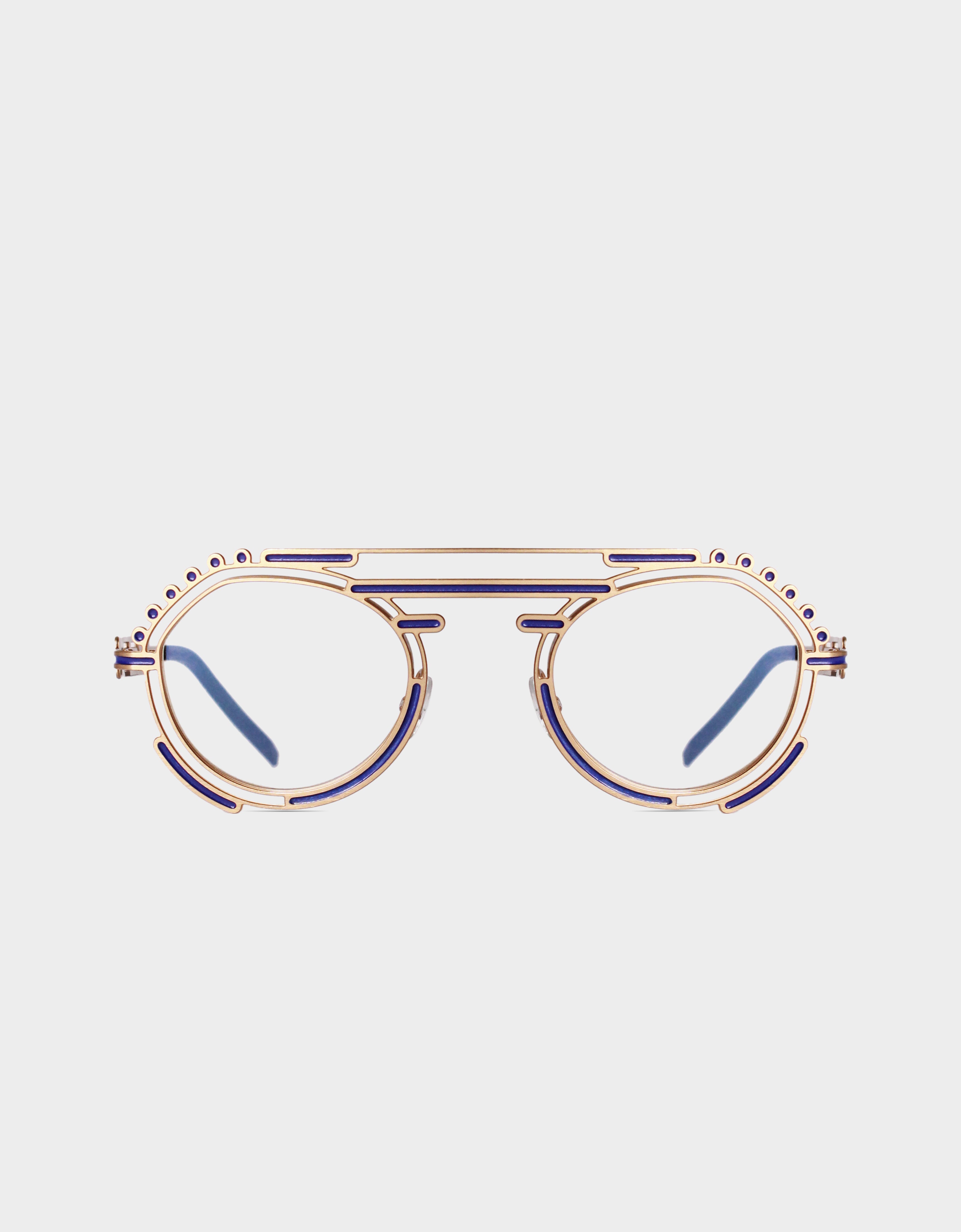 Parasite Eyewear AZTEC 7 eyeglasses in C51 - PINK GOLD / BLUE - Modern Eye Care Portland