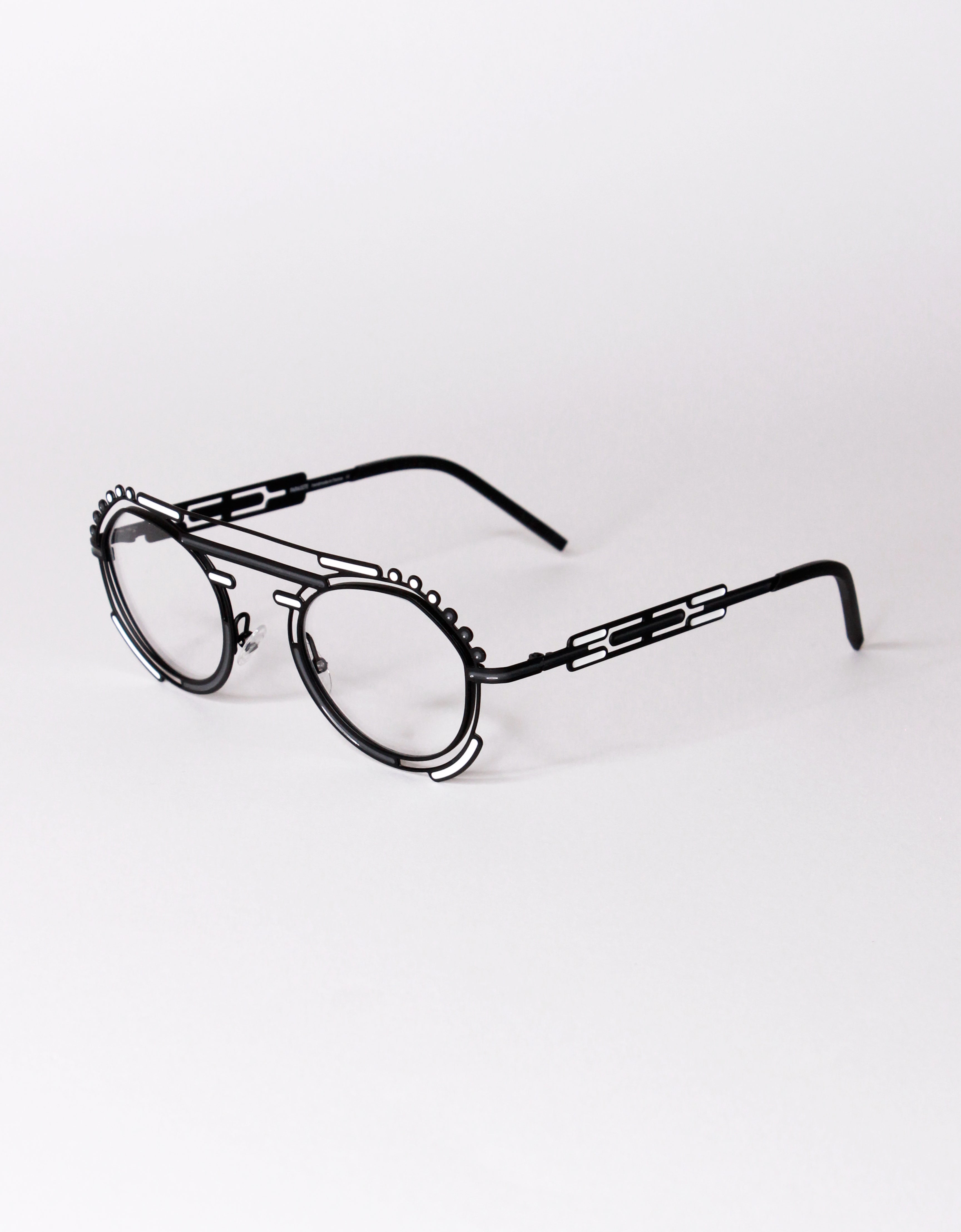 Parasite Eyewear AZTEC 7 eyeglasses in C63 - BLACK / GREY WHITE - Modern Eye Care Portland