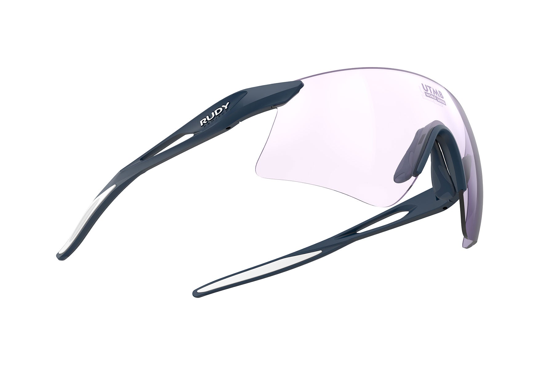 Rudy Project Astral Sphere UTMB sunglasses in Astral Sphere UTMB Blue Navy Matte Frame With ImpactX Photochromic 2 Laser Purple Lenses - Modern Eye Care Portland