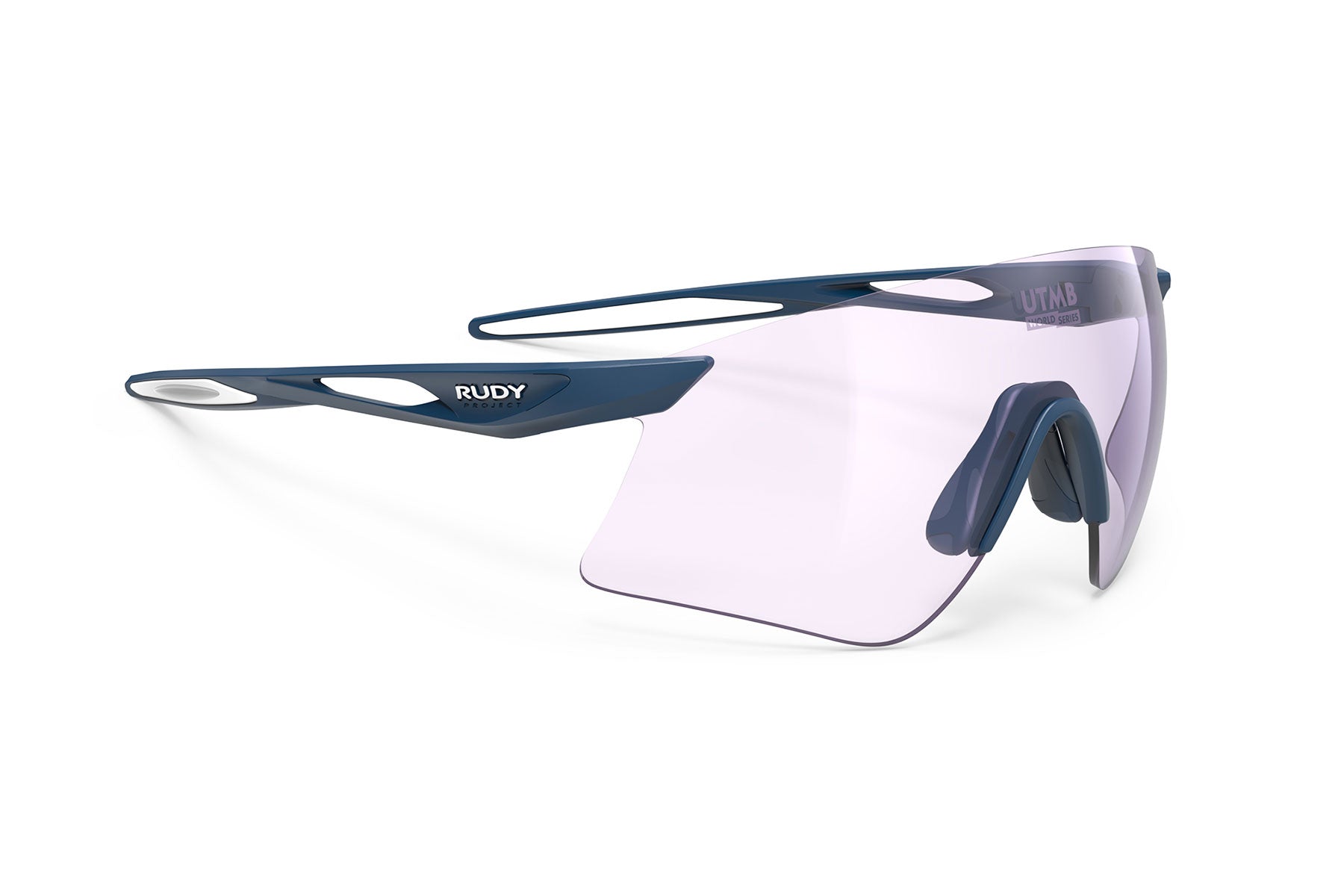 Rudy Project Astral Sphere UTMB sunglasses in Astral Sphere UTMB Blue Navy Matte Frame With ImpactX Photochromic 2 Laser Purple Lenses - Modern Eye Care Portland