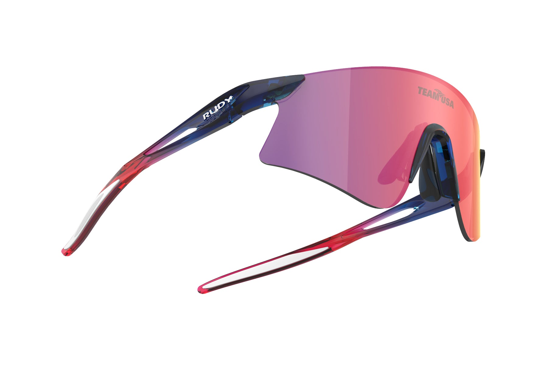 Rudy Project Astral Team USA Edition sunglasses in Astral Team USA Edition Crystal Blue Navy Fade Red Gloss with Multilaser Red Lenses - Modern Eye Care Portland