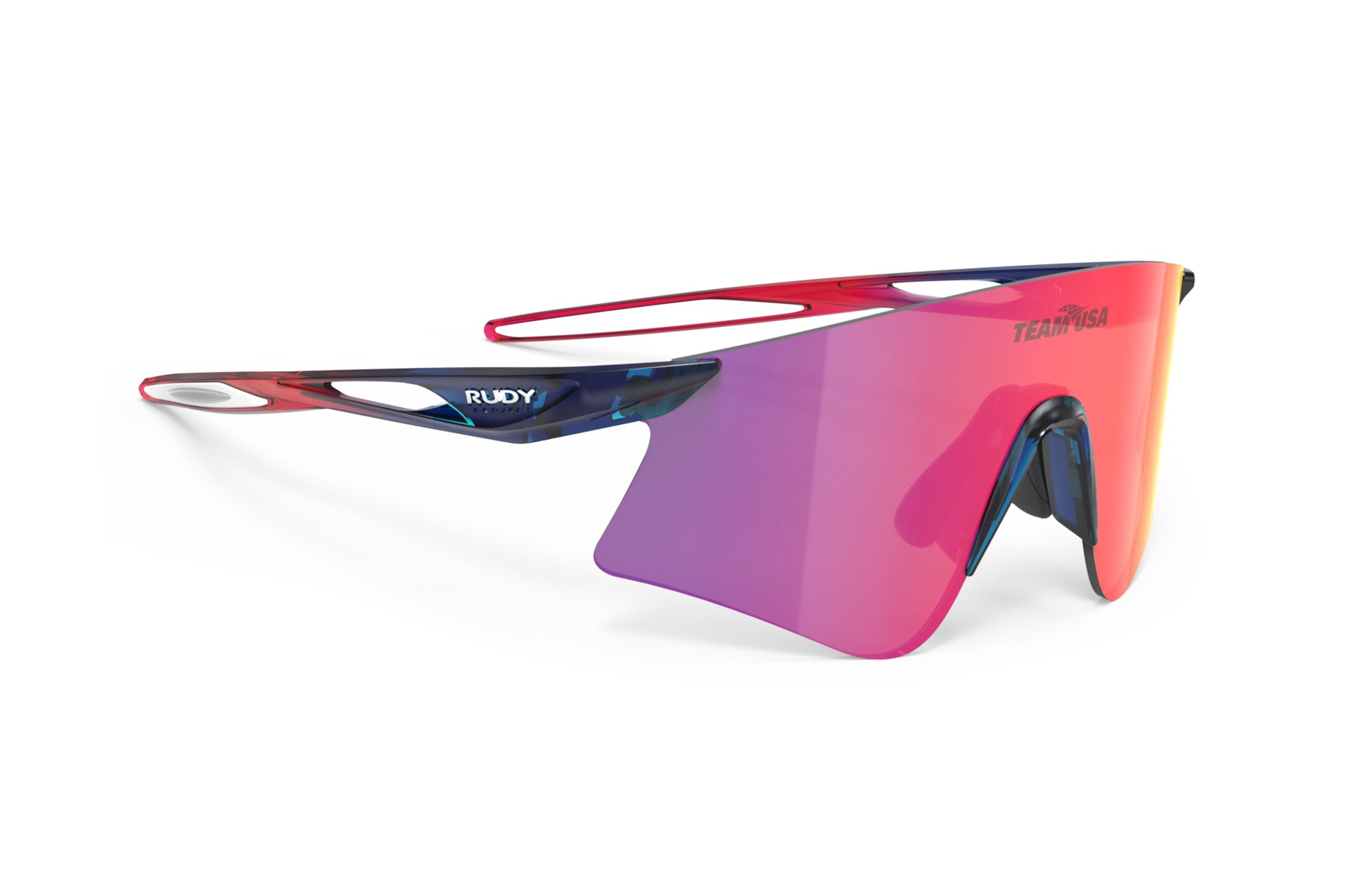 Rudy Project Astral Team USA Edition sunglasses in Astral Team USA Edition Crystal Blue Navy Fade Red Gloss with Multilaser Red Lenses - Modern Eye Care Portland