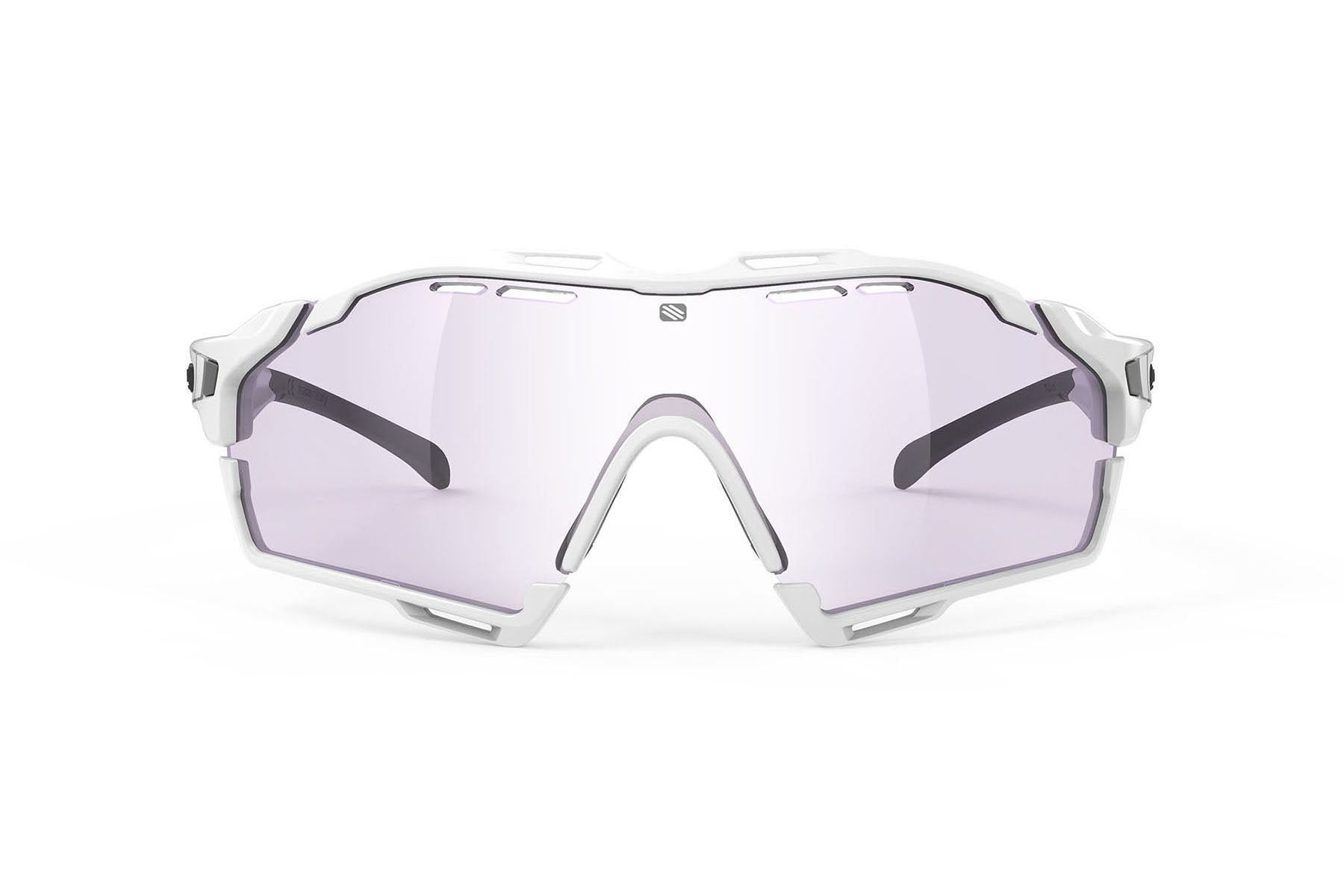 Rudy Project Cutline sunglasses in cutline White Gloss Frame with ImpactX Photochromic 2 Laser Purple Lenses White Bumpers - Modern Eye Care Portland