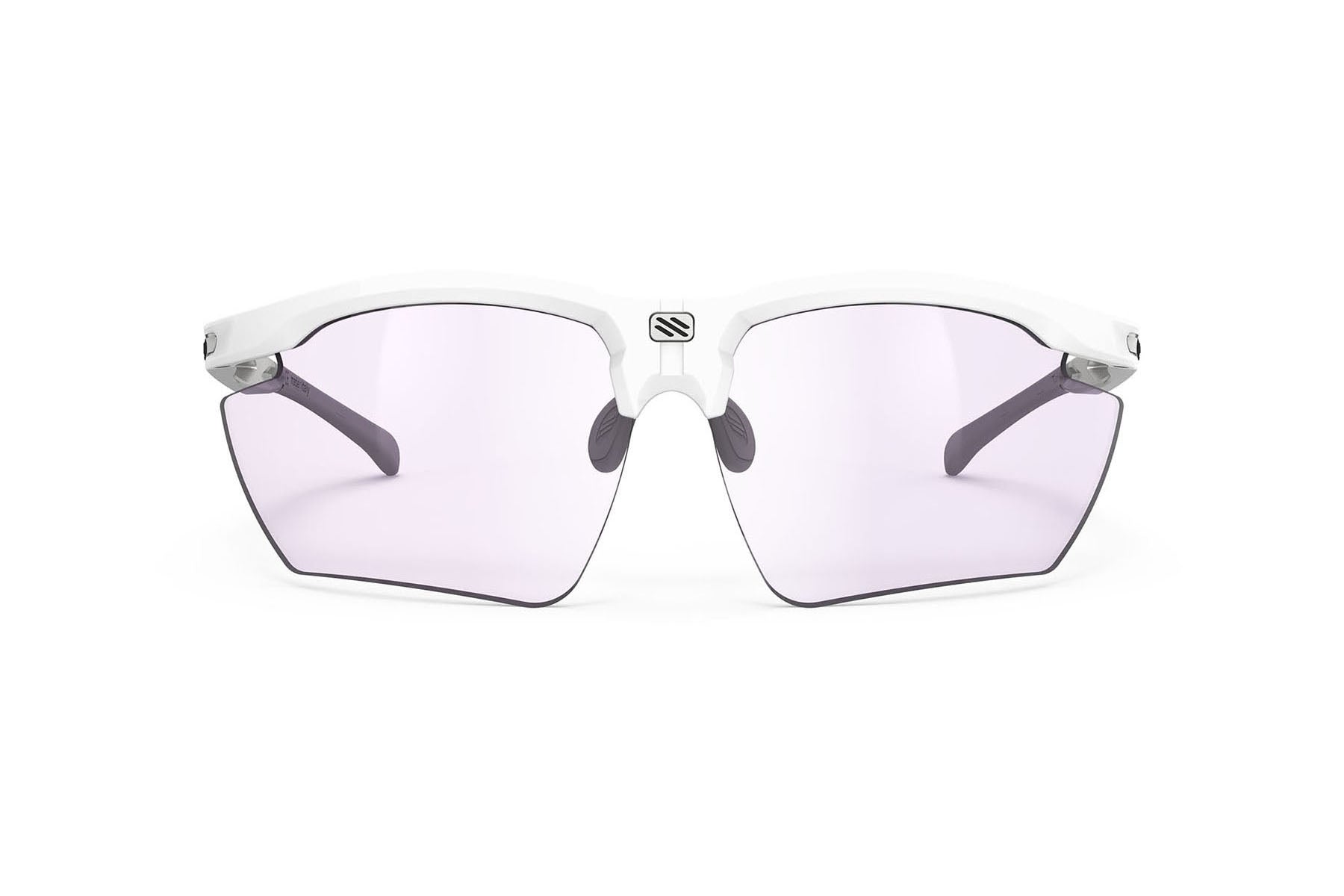 Rudy Project Magnus sunglasses in Magnus White Gloss Frame With ImpactX Photochromic 2 Laser Purple Lenses - Modern Eye Care Portland