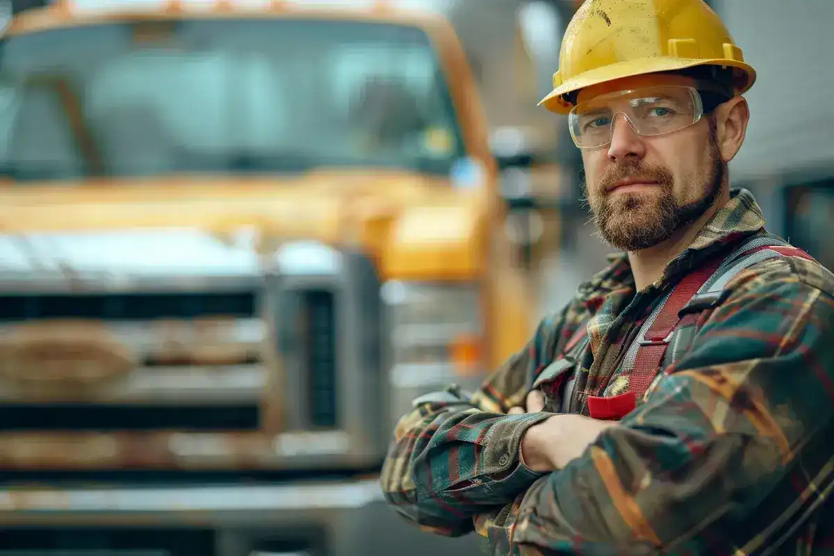 Worker using a commercial truck on a Portland-area jobsite